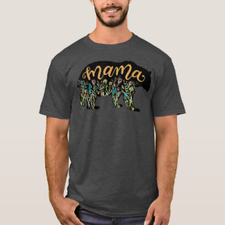 ママクマとワイルドフラワーハンド文字イラストレーター Tシャツ