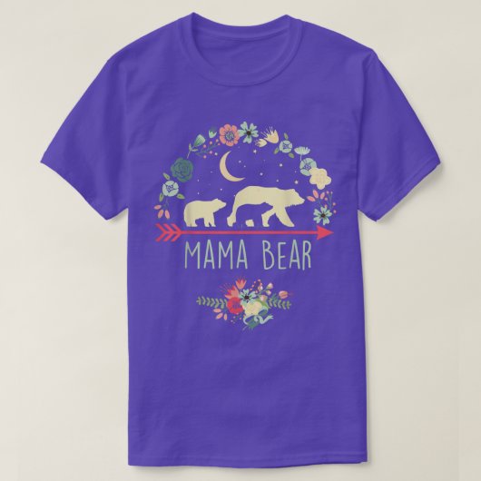 ママクマと2つのカッブフローラ母の日 Tシャツ (デザイン正面)