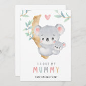 ママクマ かわいい母の日カード | 愛らしいママ 招待状 (正面/裏面)