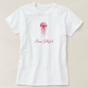 ママクラゲ モダン 水彩 ガールベビーシャワー Tシャツ