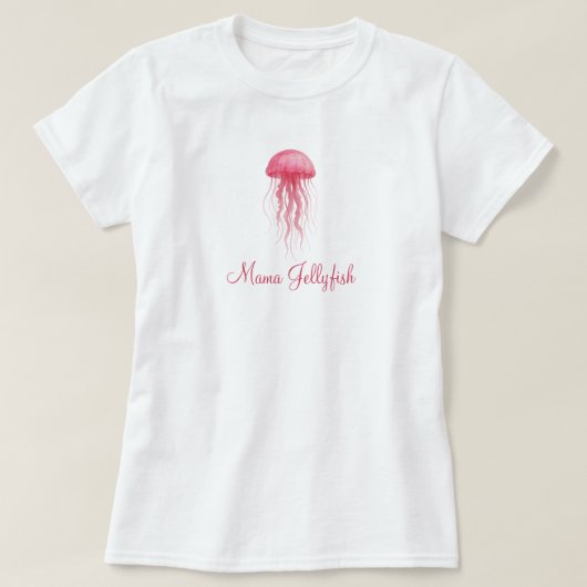 ママクラゲ モダン 水彩 ガールベビーシャワー Tシャツ (デザイン正面)