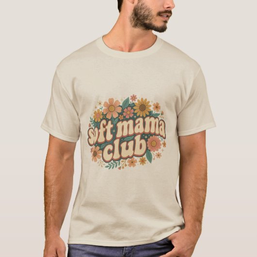 ママクラブ レトロフラワー 母の日 Tシャツ (正面)