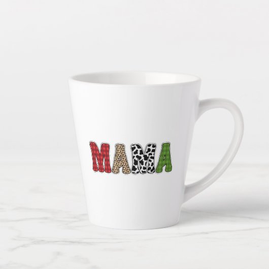 ママクリスマスボタニカル柄デザイン カフェラテマグ (右)