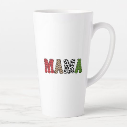 ママクリスマスボタニカル柄デザイン カフェラテマグ (右)