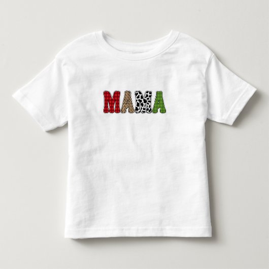 ママクリスマスボタニカル柄デザイン トドラーTシャツ (正面)