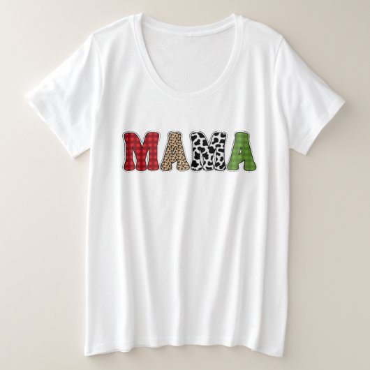 ママクリスマス ブライド柄デザイン プラスサイズTシャツ (デザイン正面)