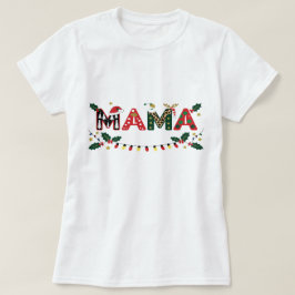 ママクロースのクリスマス – かわいいお祭り気分があふれるホリデー タイポグラフィー Tシャツ
