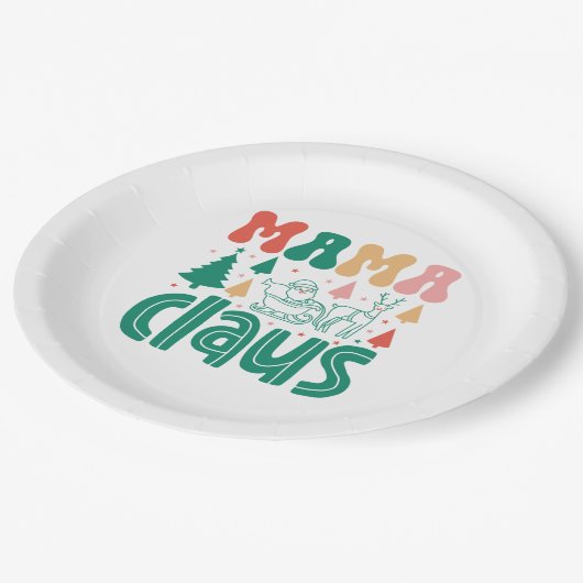 ママクロースクリスマスデザイン-60097 ペーパープレート (アングル)