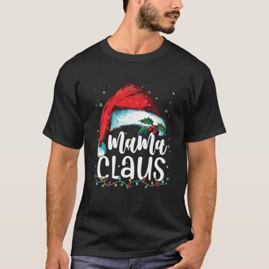 ママクロースサンタファミリーマッチングクリスマスパジャマ Tシャツ (正面)