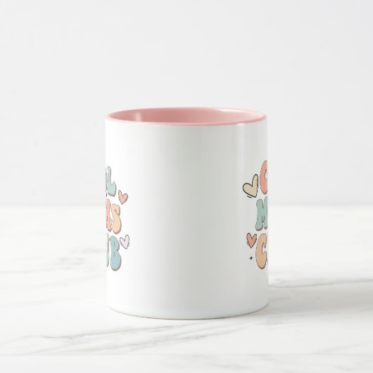 ママクールのクラブレトロピンクギフトのためのママのコーヒーマグ マグカップ (中央)