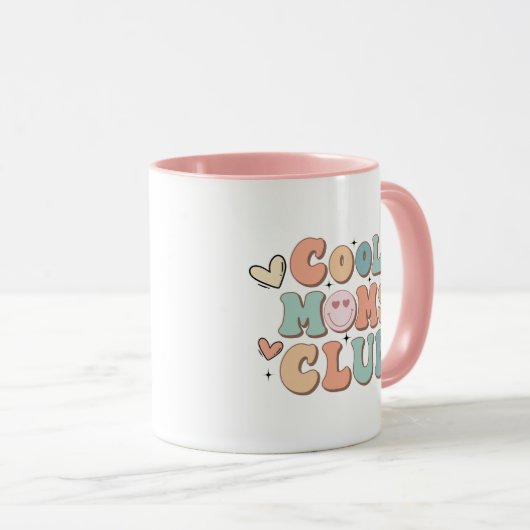 ママクールのクラブレトロピンクギフトのためのママのコーヒーマグ マグカップ (正面右)