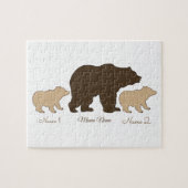 ママグッズ 名前入り ママベアと2人の子供たち 母の日ギフト ジグソーパズル (横)