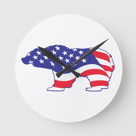 ママグリズリーグリズリーベアクロック ラウンド壁時計 (正面)