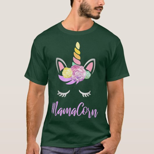 ママコーンフローラユニコーンギフトかわいいママ Tシャツ (正面)