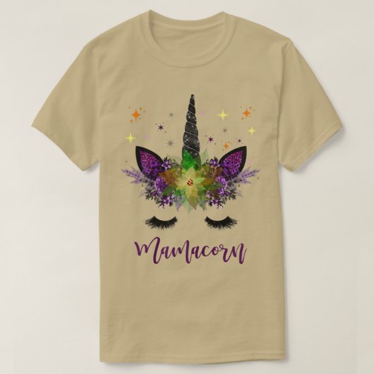 ママコーンママUnicorn顔ママ女性秋大人 Tシャツ (デザイン正面)