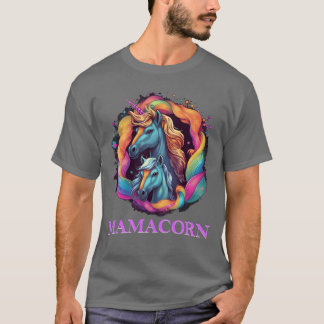 ママコーン妊娠ユニコーン母娘フー Tシャツ