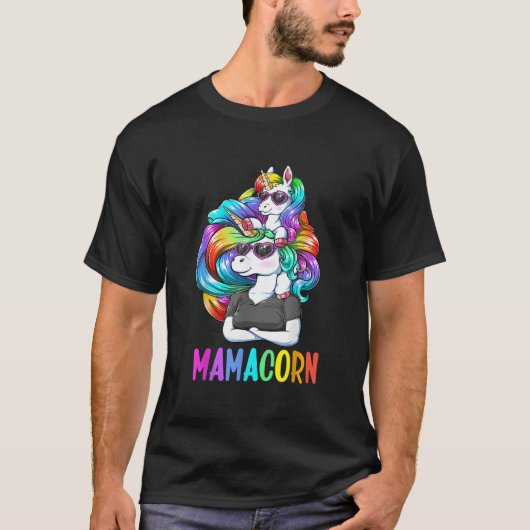 ママコーン ユニコーン 母の日 レインボー カラフル Tシャツ (正面)