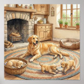 ママゴールデンレトリバーと子犬の保育園 ポスター (正面)