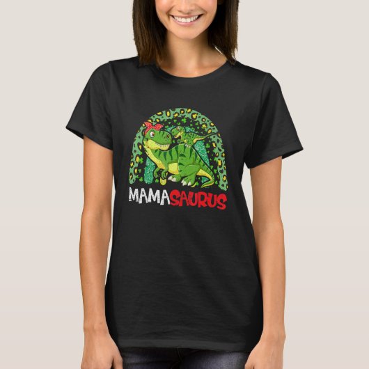 ママサウラス レックス 恐竜 レインボー ママ サウラス ママ Tシャツ (正面)