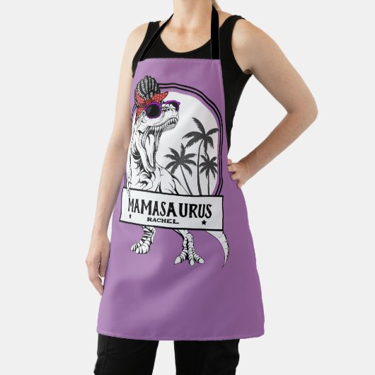 ママサウルスマムTレックスディーノおもしろい名前をカスタムする エプロン (インサイチュ)