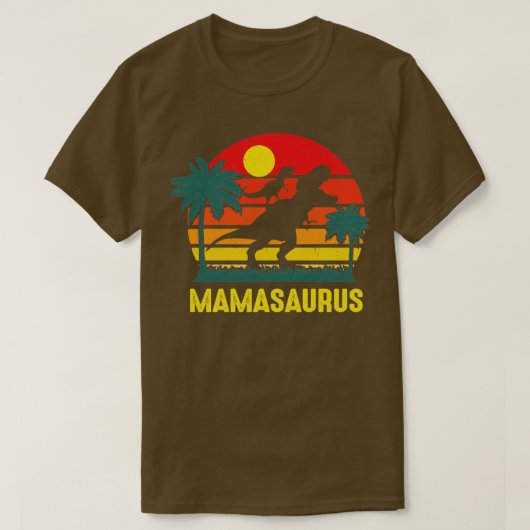 ママサウルスヴィンテージレトロパパ恐竜 Tシャツ (デザイン正面)