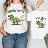 ママサウルス恐竜テーマ子供の誕生日パーティー Tシャツ