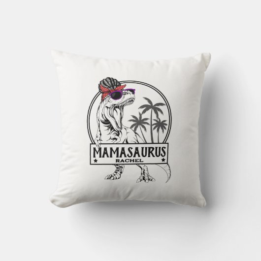ママサウルス母Tレックスディーノおもしろい名前をカスタムするT-Shir クッション (正面)