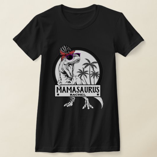 ママサウルス ママＴＲＥＸ恐竜おもろいオリジナル名 Tシャツ (レイダウン)