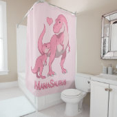 ママサウルスTレックスとベビーガール恐竜 シャワーカーテン (インサイチュ)