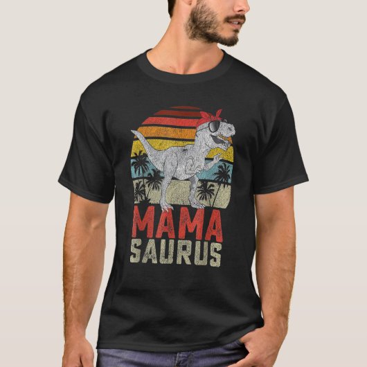 ママサウルスTレックス恐竜ママサウルス家族の試合 Tシャツ (正面)