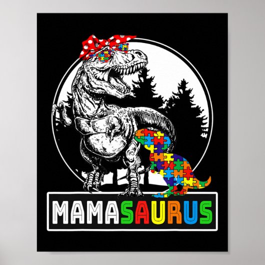 ママサウルスTレックス恐竜ママサウルス自閉症アウェア ポスター (正面)