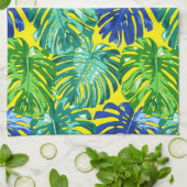 ママサマートロピカル離れグリーンイエロー キッチンタオル (折り畳み)