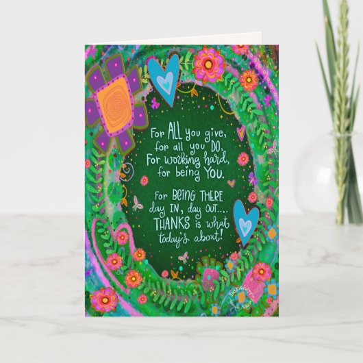 ママサンキュー引用文かわいらしフローラ カード (正面)