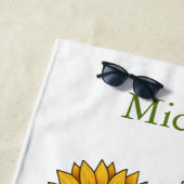 ママサンフラワーズモノグラム名イニシャル、ギフトママ ビーチタオル (インサイチュ)