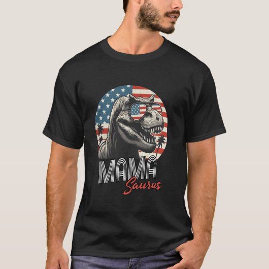 ママザウルスママ恐竜の誕生日ファミリーマッチング Tシャツ (正面)