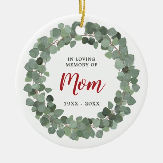 ママザーセージリースの愛パーソナライズされた記憶で セラミックオーナメント (正面)