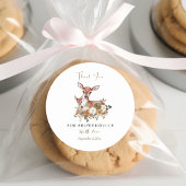 ママシカとベビー鹿の赤ちゃんシャワーありがとうラベル ラウンドシール