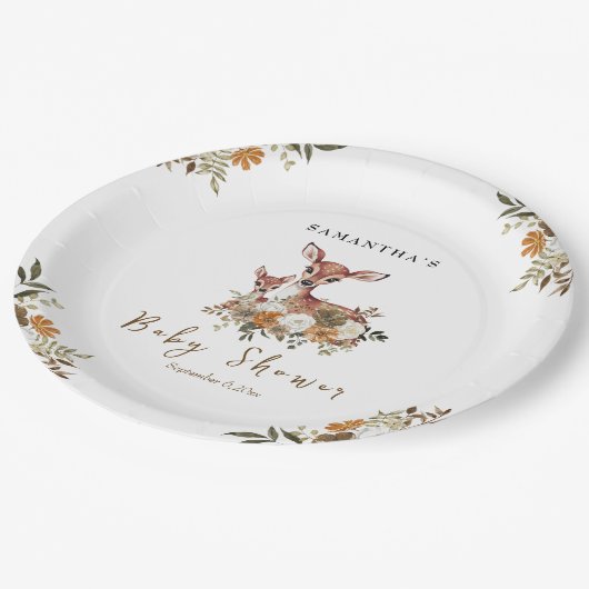 ママシカとベビー鹿ベビーシャワー ペーパープレート (アングル)