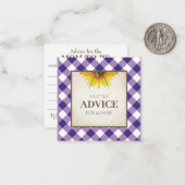 ママシャワーアドバイス用紫のギンガムインサート ノートカード (正面/裏面インサイチュ)