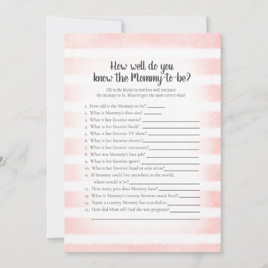 ママシャワーゲームを知っている白いバニー最高のピンク 招待状 (正面)