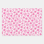 ママジカルピンクキッチュ水色Ditsyクリスマス ラッピングペーパーシート (正面)