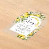 ママスのメイン絞りレモン柑橘系ベビーシャワー アクリル招待状 (レイダウン)