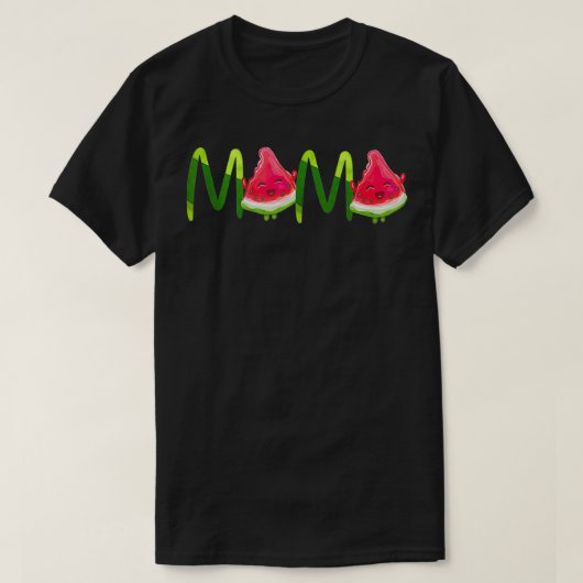 ママスイカおもしろいスライス母サマーフルーツ Tシャツ (デザイン正面)