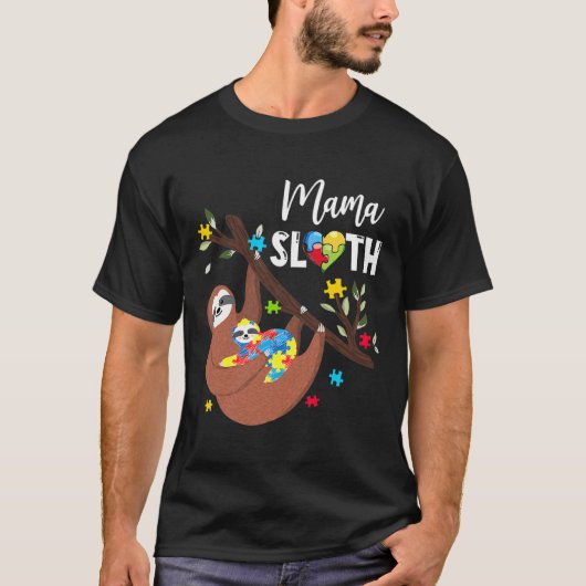 ママスロスパズルピース自閉症啓発Mo Tシャツ (正面)