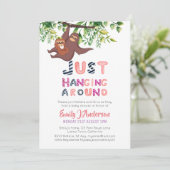 ママスロース ただひょんなり ピンクの赤ちゃん女の子 招待状 (スタンド正面)