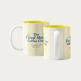 ママズクラブ タイポグラフィ イエローストライプス ツートーンマグカップ