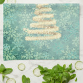 ママズクリスマスカフェフェスティバル雪片 キッチンタオル (折り畳み)