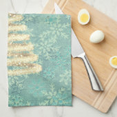 ママズクリスマスカフェフェスティバル雪片 キッチンタオル (四つ折り)