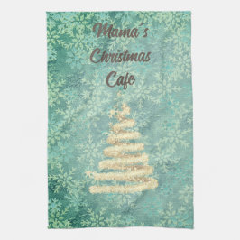 ママズクリスマスカフェフェスティバル雪片 キッチンタオル