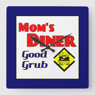 ママズダイナーレトロキッチンウォール時計 スクエア壁時計